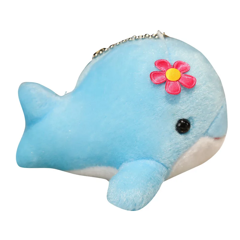 Jouet en peluche dauphin avec fleur, mignon poisson d'océan, pendentif, cadeaux pour enfants, cadeaux de mariage, porte-clés en peluche