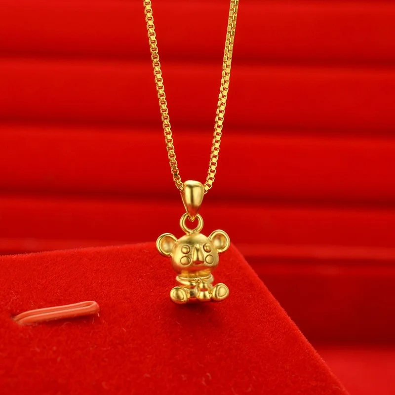 Unique 24K Gold Sand Rat Zodiac Pendant - Non-Fading Necklace for Men and Women, Fashionable and Elegant Gift