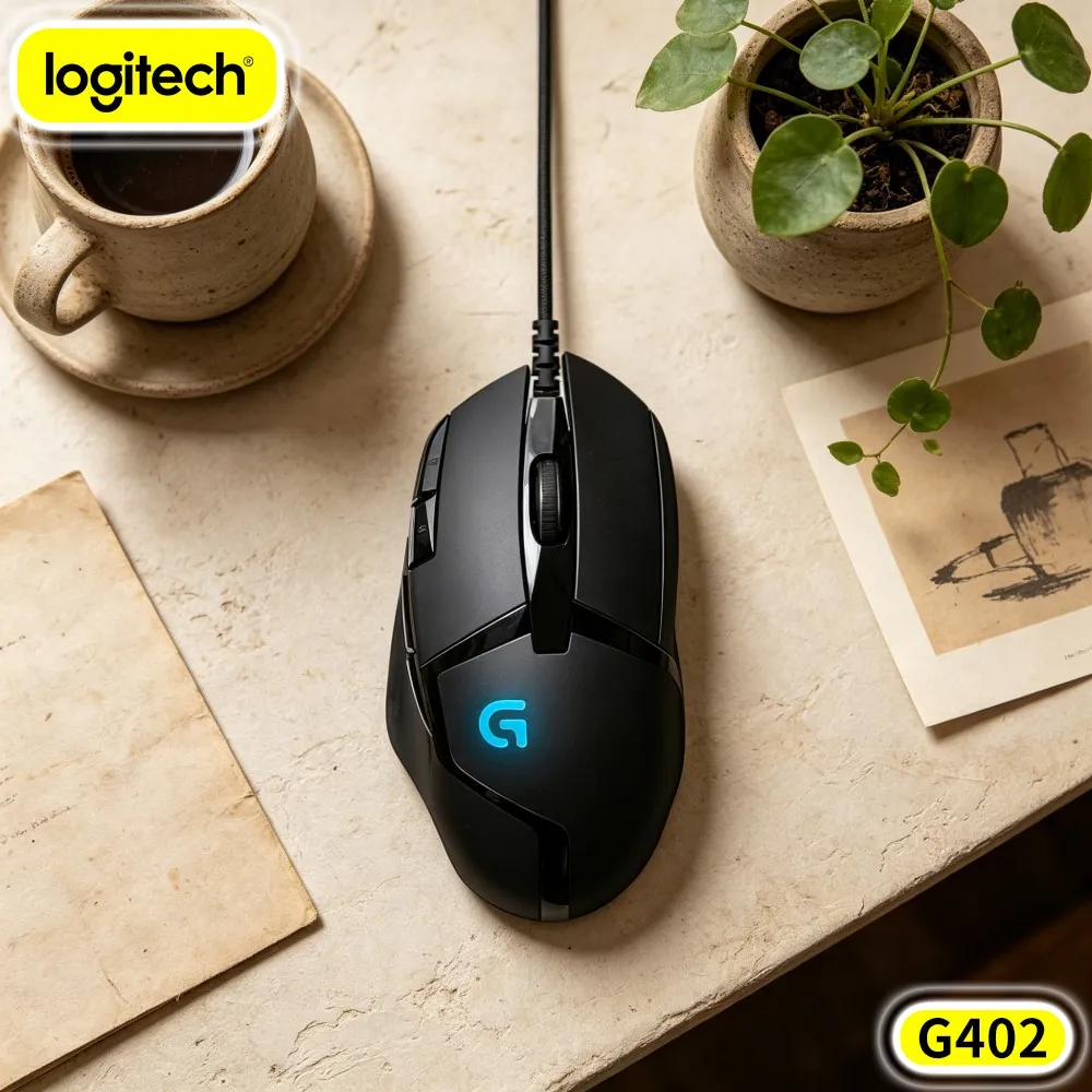 Logitech G402 Hyperion Fury Wired Mouse Fusion Engine Tech 500 IPS 8 Buttons 4 DPI Settings Anti-Slip Grip For Gamers