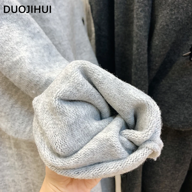 DUOJIHUI Three Piece Autumn Loose Casual Female Cardigan Chic Wool Basic Pant Simple Fashion Single Breasted Women Vest Cardigan