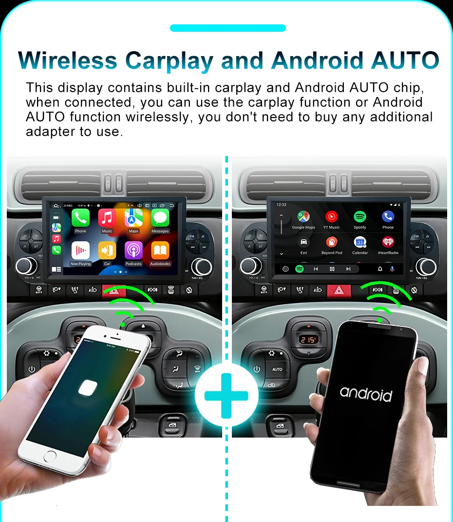 Android 15 Auto Wireless 7'' Carplay Stereo Autoradio für Fiat Panda 2020-2023 Autoradio 2-DIN Multimedia-Player Bildschirm 4G LTE – Detail 8