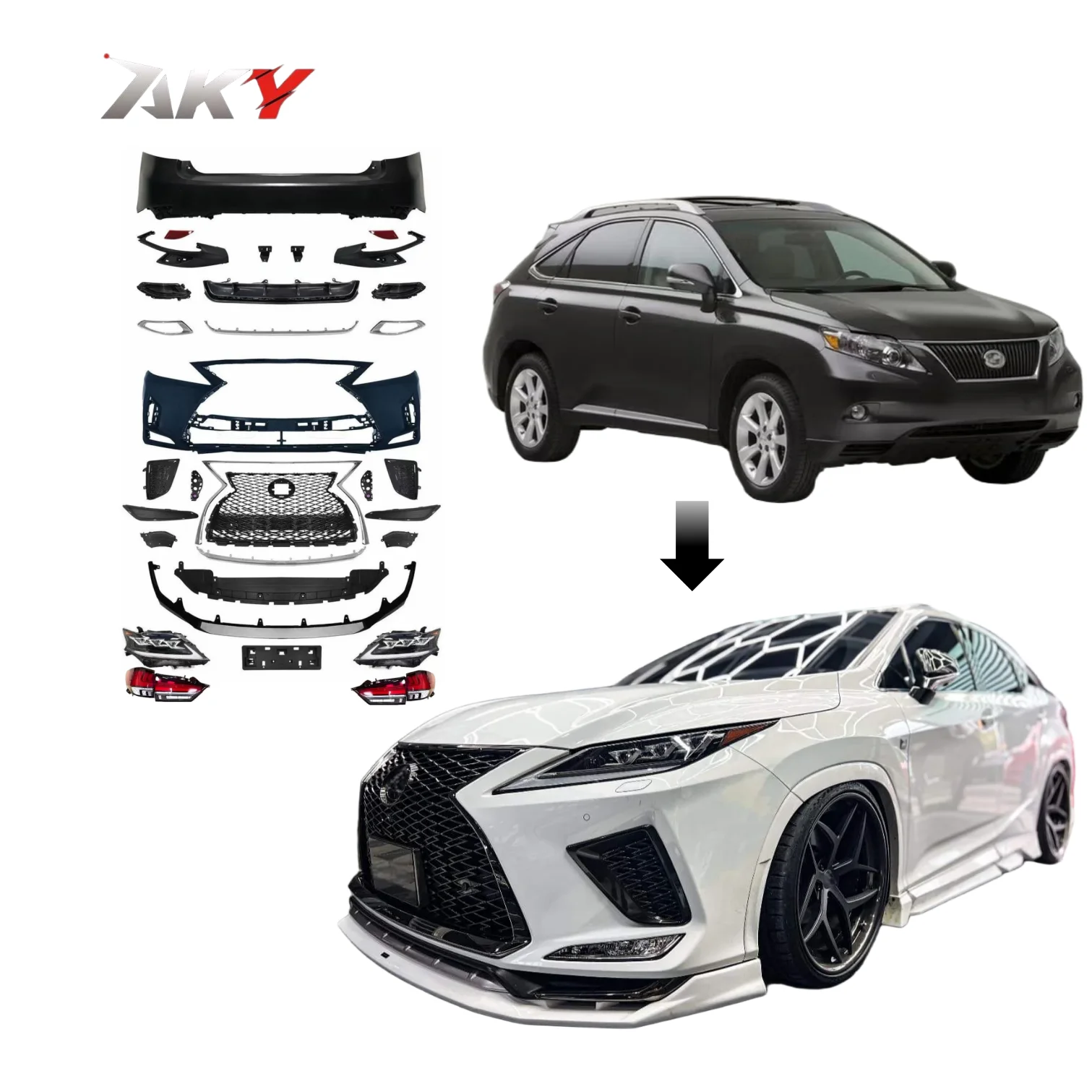 تعديل مصدات الإعداد 100% لكزس RX300 Rx350 Bodykit ترقية إلى 2020 LED المصابيح الأمامية الرياضة نمط مصبغة ل Rx350 RX27