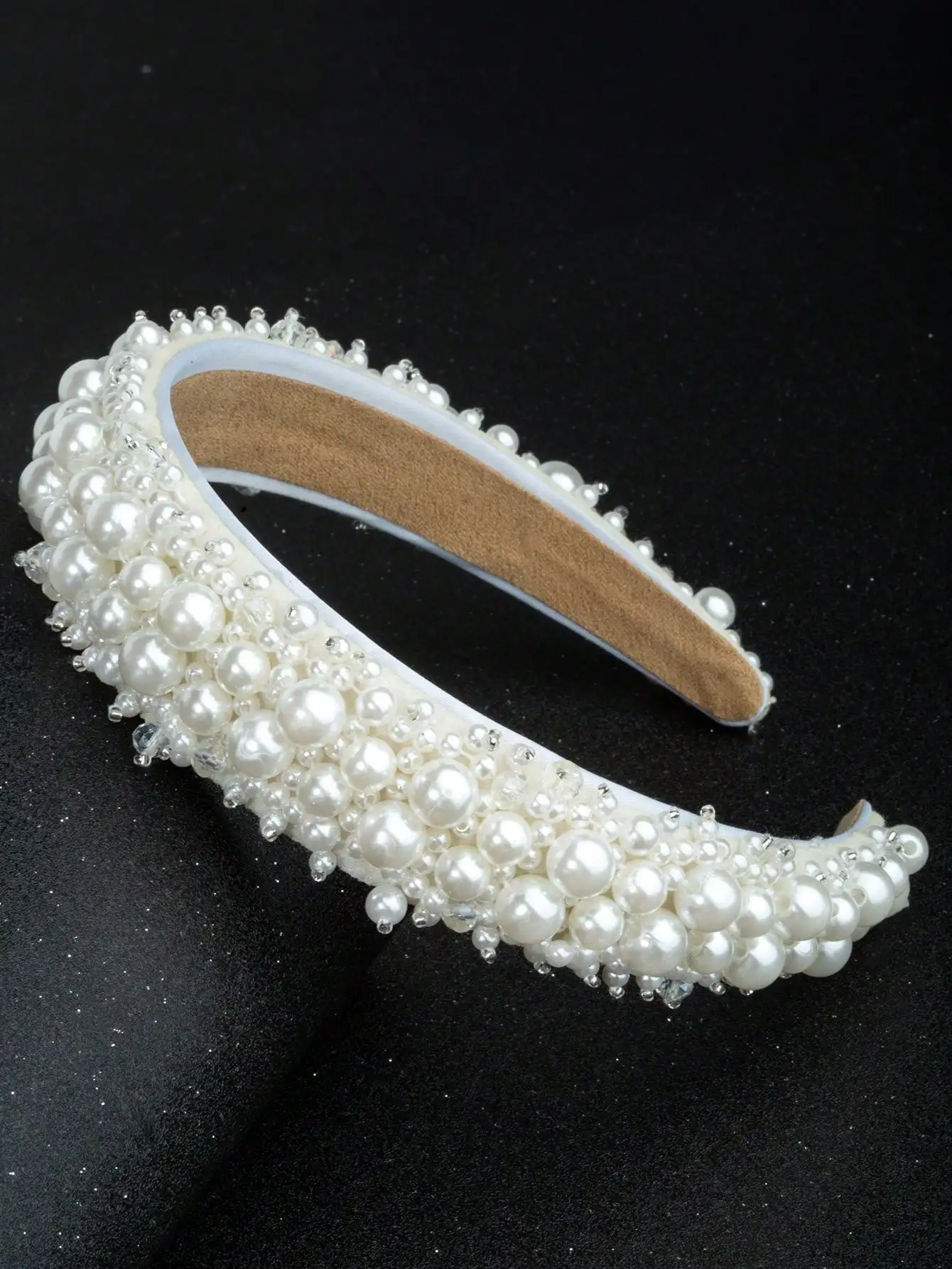 

1pc Handmade Pearl Headband, Crystal Bridal Headpiece, Suitable For Wedding Season And Formal Dress