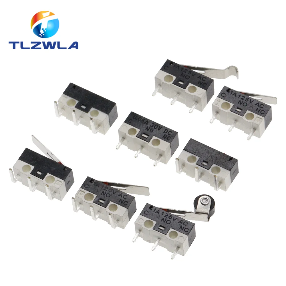 10PCS Mikrowyłącznik krańcowy Chwilowy przełącznik przyciskowy 1A 125V AC Przełącznik myszy 3Pins Długi uchwyt Ramię dźwigni rolkowej SPDT 12X6X6MM