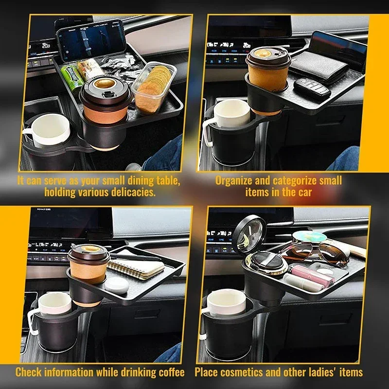 Auto-Getränkehalter-Ablage, Auto-Essenstablett, Tisch für lange Reisen, Reisezubehör, Getränkehalter-Organizer für LKW und Wohnmobil – Detail 3
