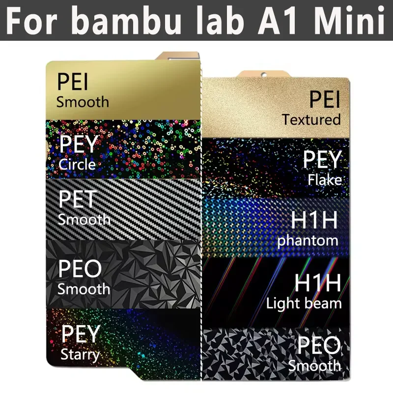 

184x184 Для Bambu Lab A1 Mini Сборная пластина двухсторонняя H1H PEY PEO PET PEI Кровать Пружинный стальной лист Pei Лист для Bambulab A1 Mini
