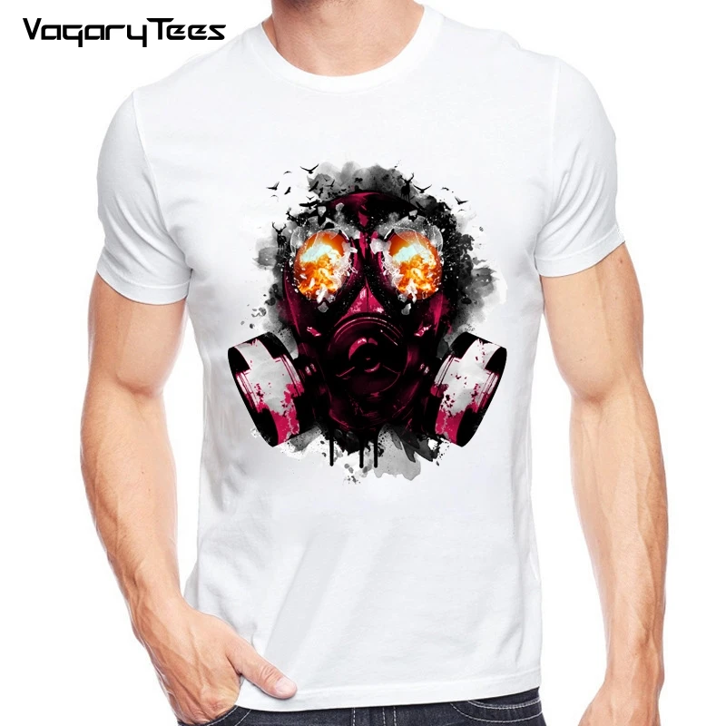 2020 Melt Gas Mask T shirt Men Summer White Short Sleeve Fashion T Shirt Brand Men Casual Tee shirt Men's T-shirt