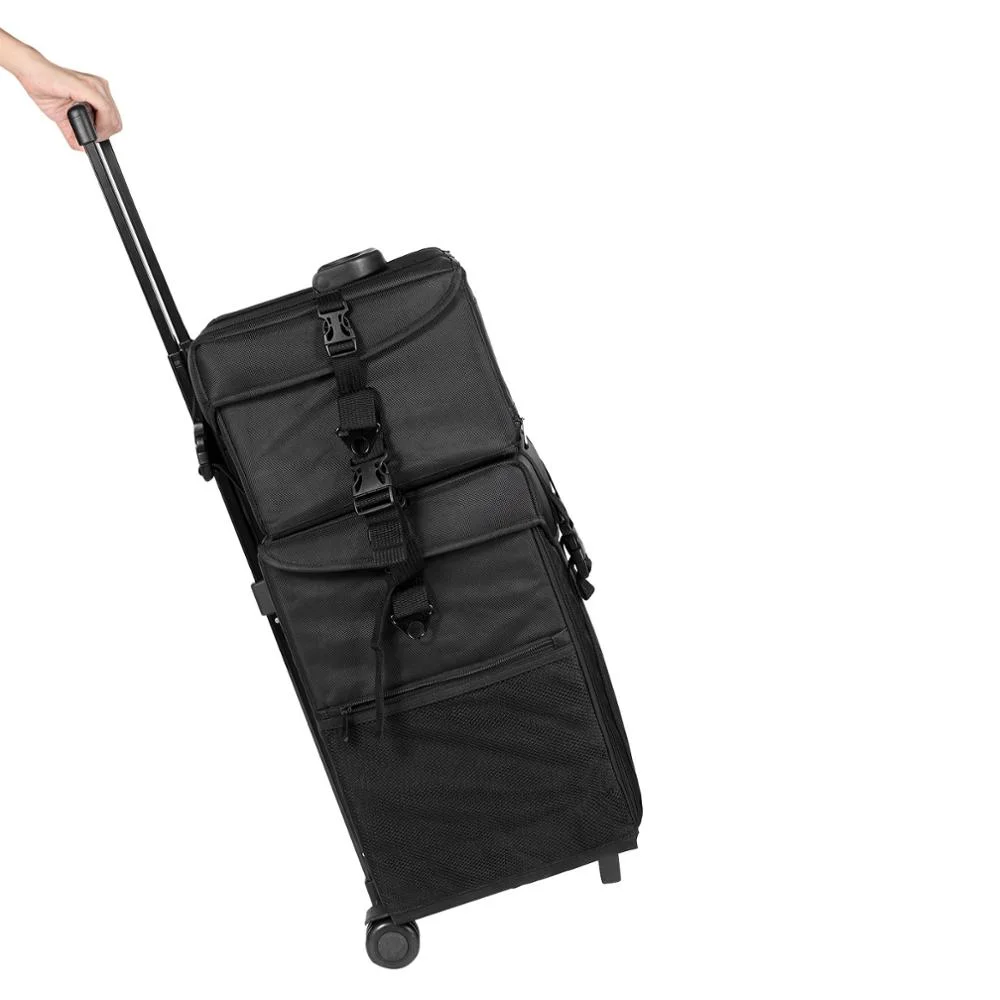 

High quality professional rolling trolley travel appropriate capacity portable cosmetic bag makeup beauty case