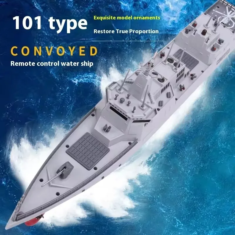 60CM Large RC Ship Simulation Destroyer Model Summer Water Spray Outdoor Toy For Long Range Remote Control Ship Gift