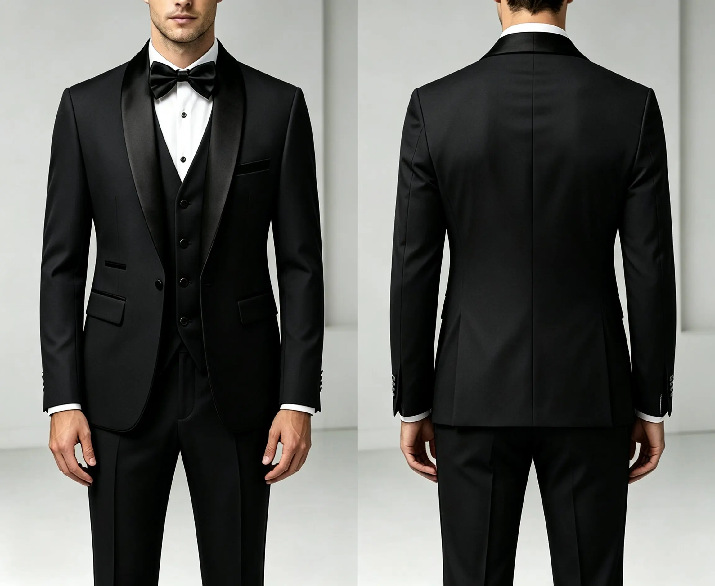 Traje de 3 Piezas para Hombre con Chaleco y Pantalones Largos, Corte Simple, Estilo Chal, para Bodas, Banquetes, Fiestas y Eventos de Negocios