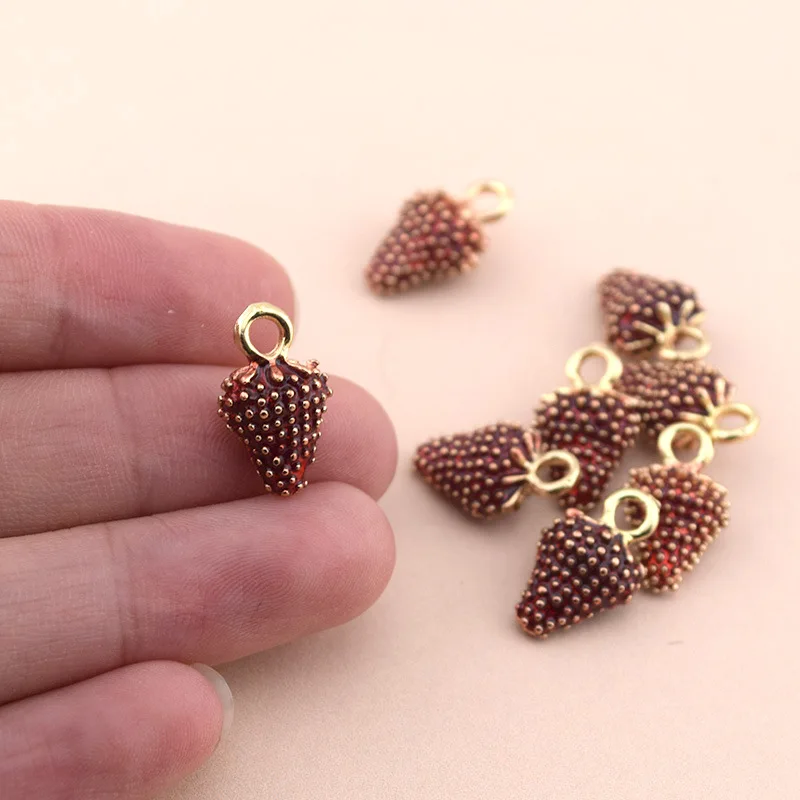 10Pcs Fashion Mini Cute Strawberry Charms Alloy Pendant For Bracelet Necklace Earrings Necklace Diy Crafts Jewelry Make