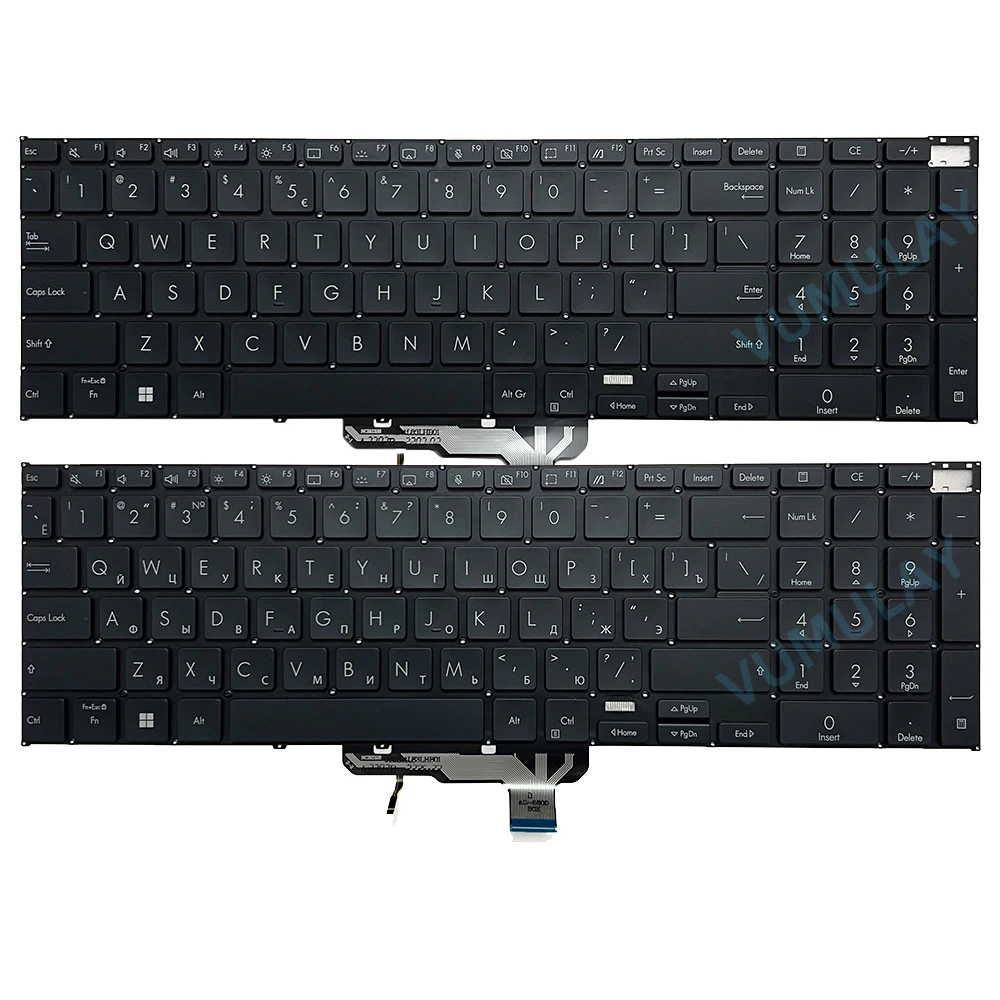 

US/Russian Backlit Keyboard for ASUS ZenBook Pro 17 UM6702 UM6702R UM6702RA UM6702RA-M2014W UM6702RC UM6702RC-DS94T 0KNB0-6605RU