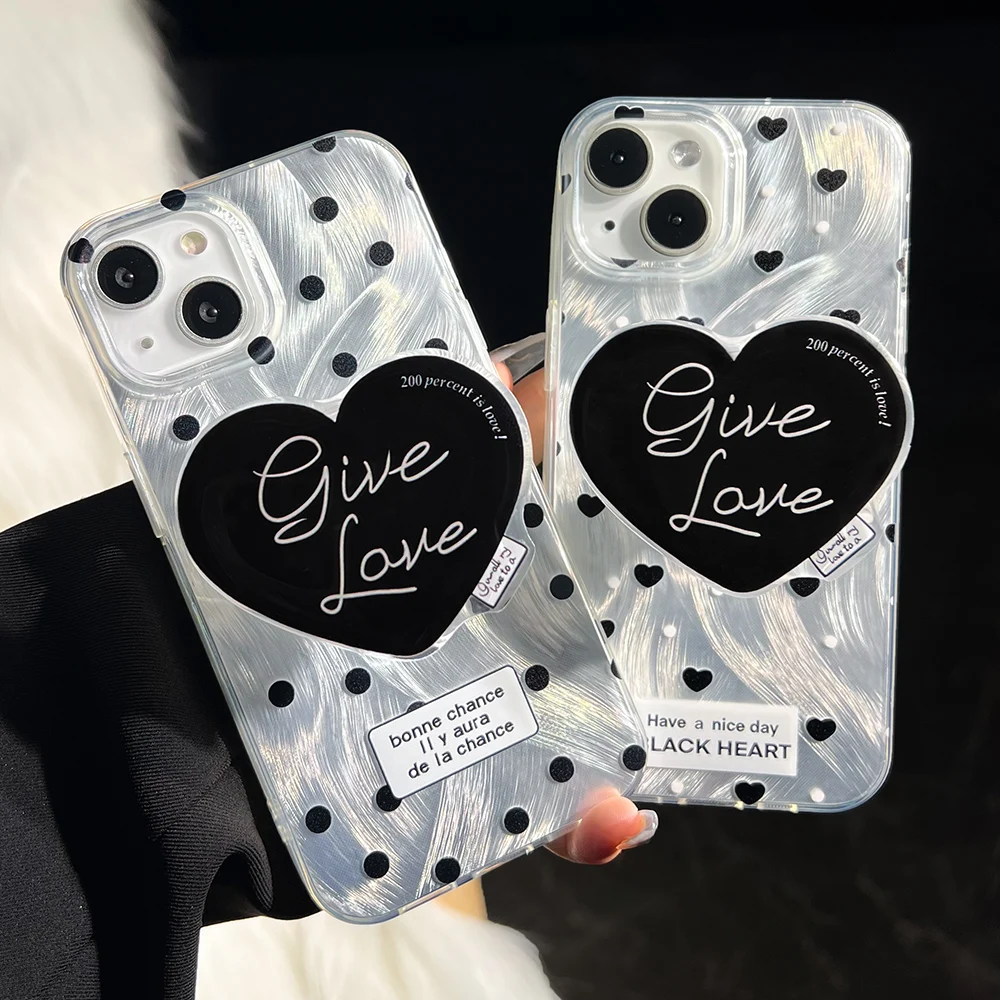 Luxury Love Heart Phone Case For iPhone 16 Pro Max Funda iPhone 11 13 15 12 14 Plus 16promax 15promax 14promax Soft IMD Covers image 3