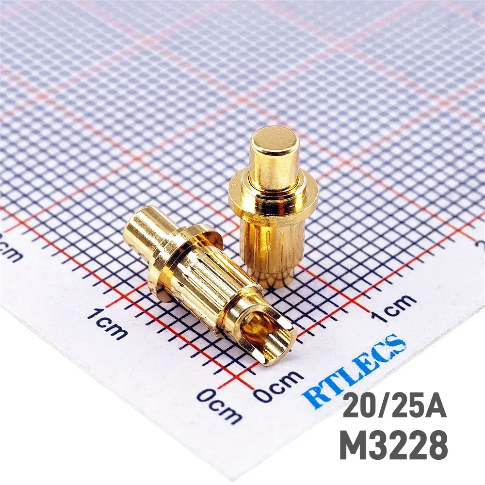 2/5 Pcs Pogo Pin Connector Low Voltage High Current 2A 3A 4A 5A 6A 10A 15A 25A Gold Plated Contact Spring Loaded Probe Thimble