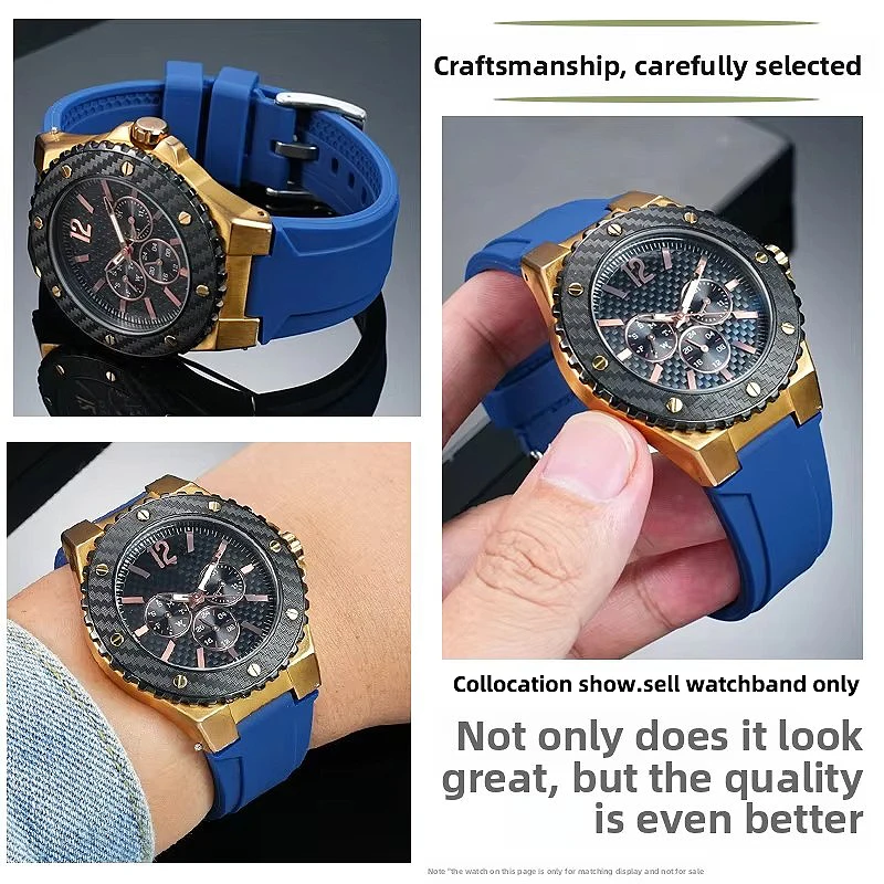 Correa de resina de 26x14mm para GUESS W0149L5, correa de reloj de boca sobresaliente de goma de silicona suave, accesorios deportivos impermeables para hombre