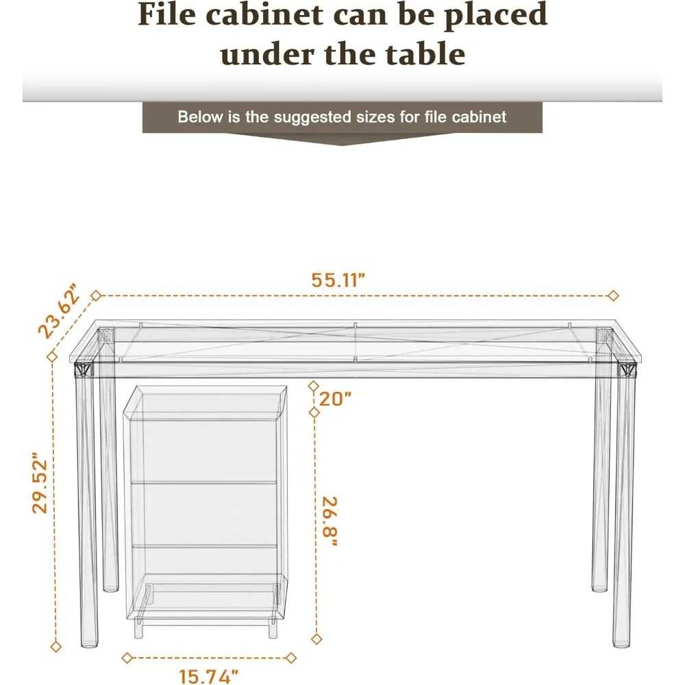 مكتب كمبيوتر/طاولة طعام مكتب مكتب محطة عمل قوية للكتابة للمكتب المنزلي (55.11، بلوط أسود) #3
