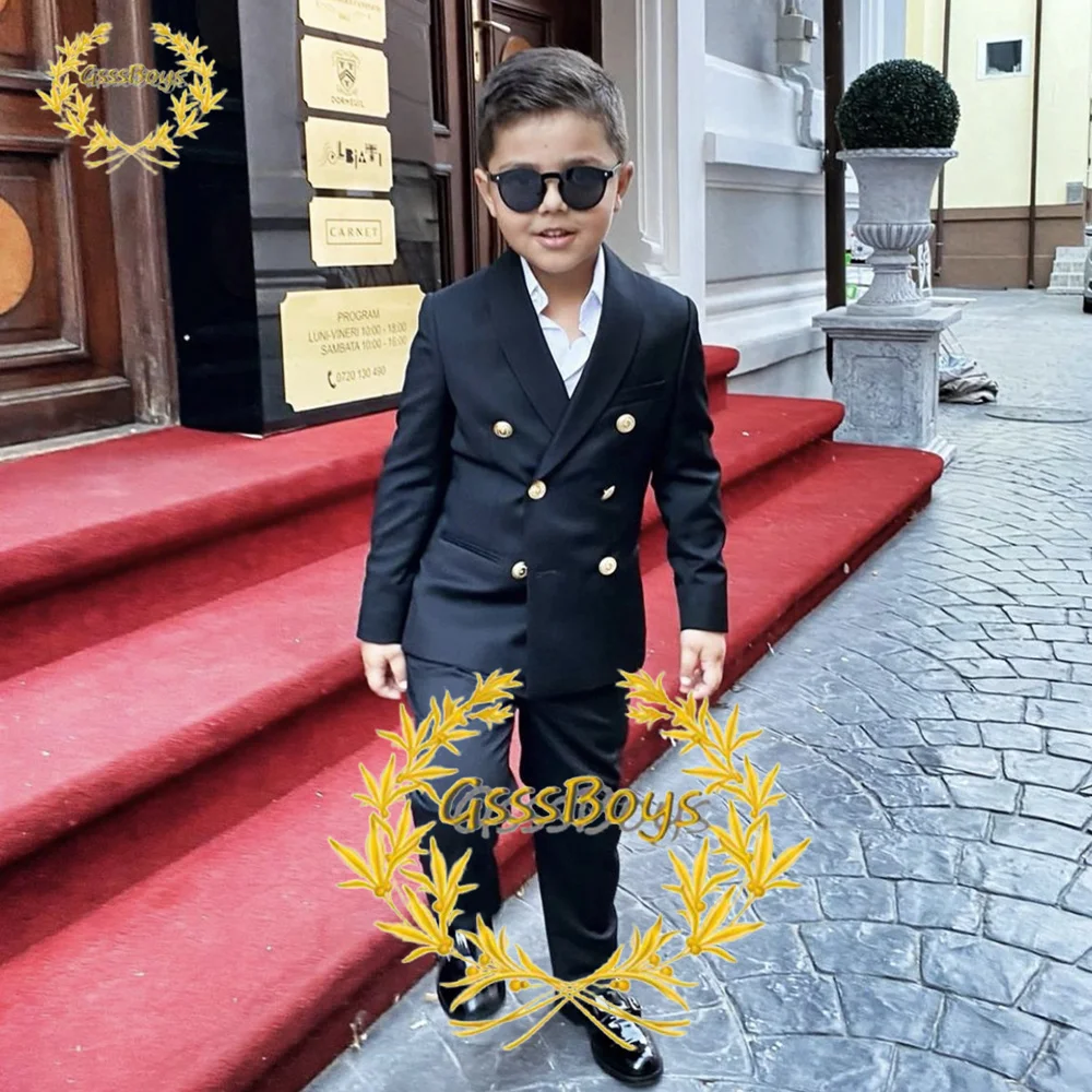 Fashion Boy Suit Wedding Tuxedo Double Breasted Formal Child Jacket 2 Piece Blazer Pants costume enfant garçon