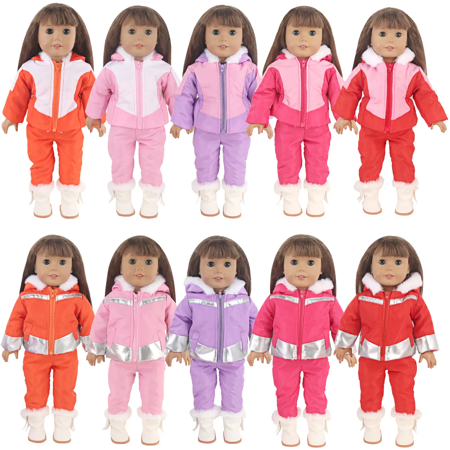 18 Inches American Doll Backband Pants Clothes Set Winter Cotton jacket, Down jacket For 43cm Baby New Born&OG Girl Dolls