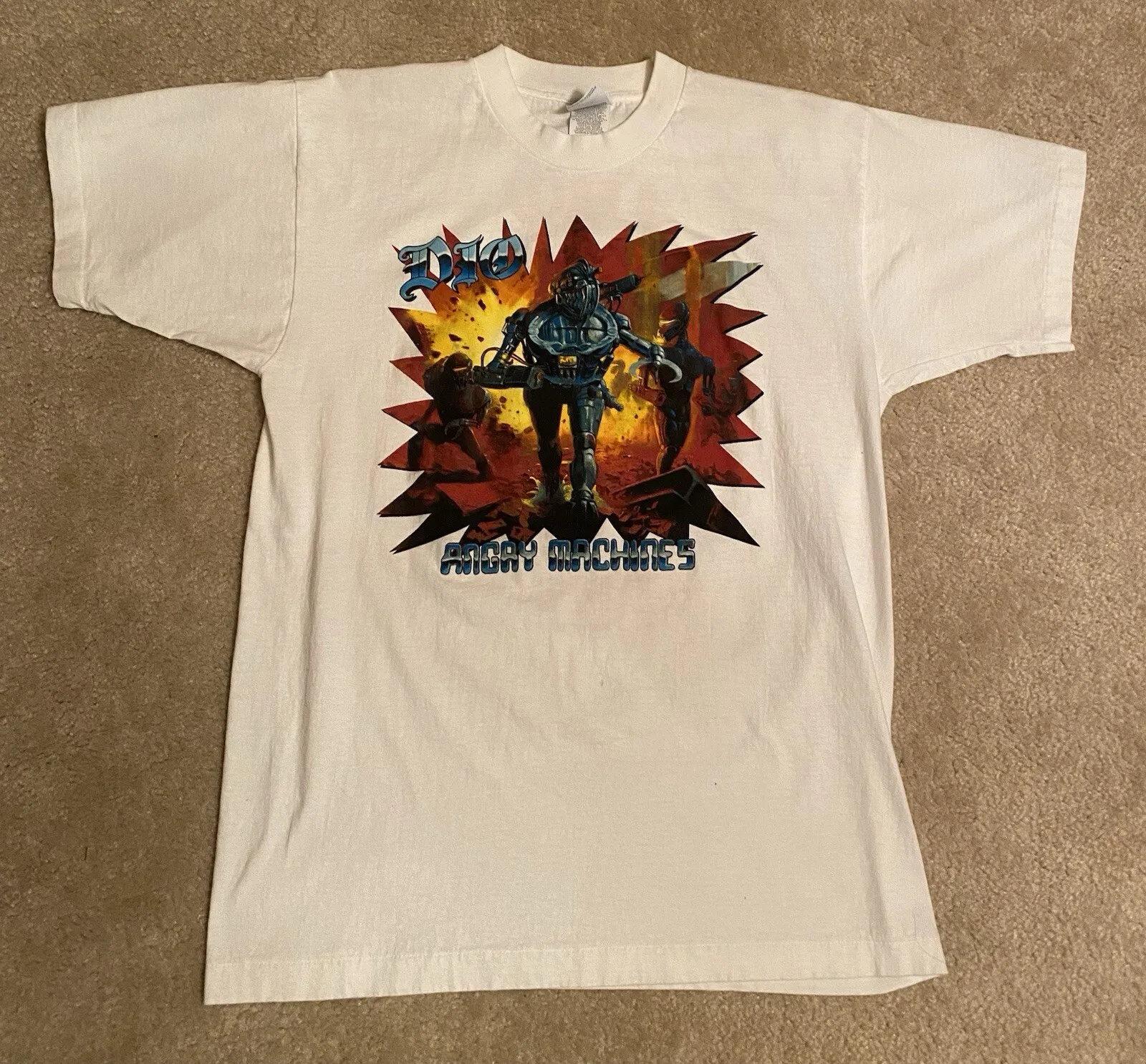 Dio Angry Machines Graphic White Tee Vintage 1996 Size Large