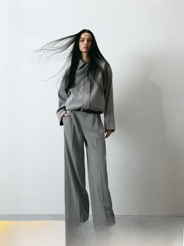 

H&M Summer New Wide Leg West Pants Women's Fashion Trousers Polyester Rayon Spandex Blend Business Casual Office Wear