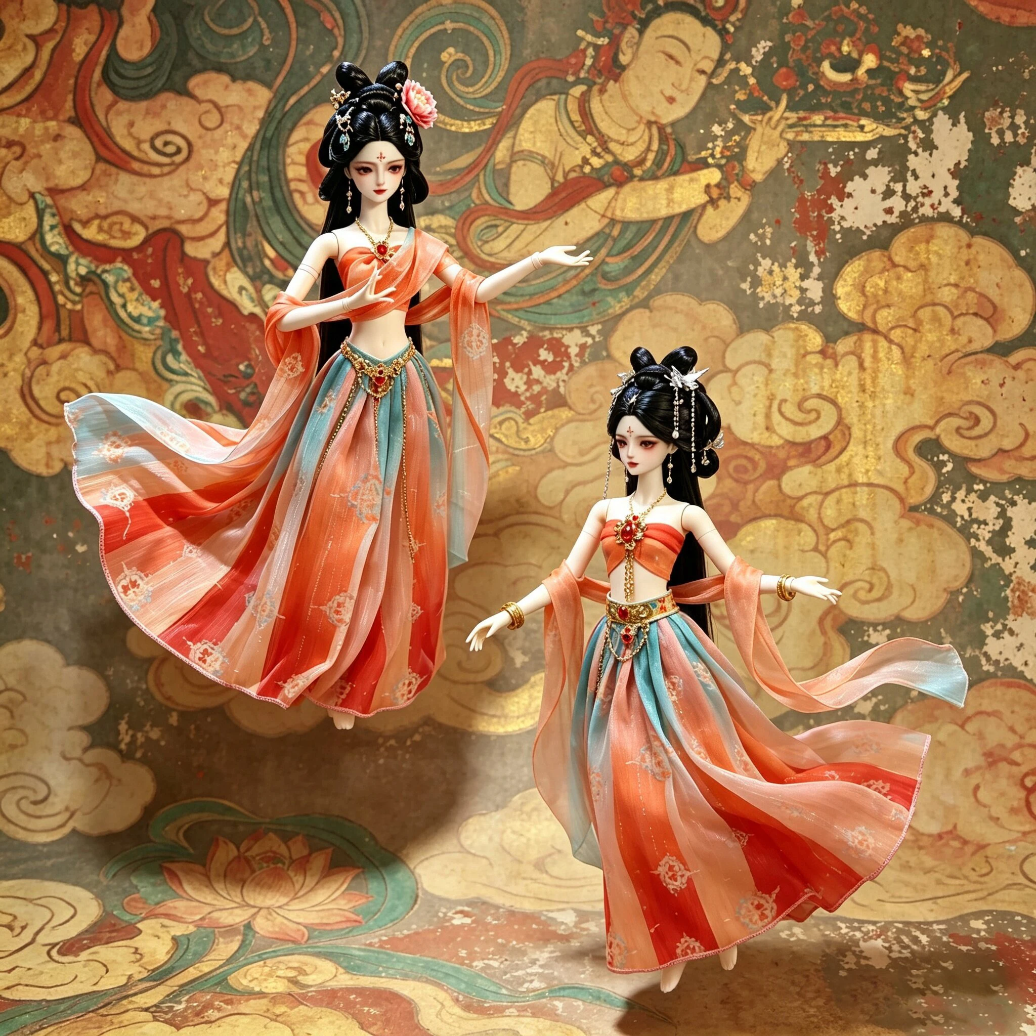 1/6 BJD Doll Clothes Parts Dunhuang Flying Celestial Fairy Chinese-style Dress For 30cmBJD Babi Supermodel Doll Cosplay Dress Up