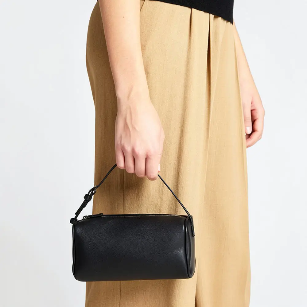 Leather Cylinder Underarm Bag Fashion Retro Women Handbag Minimalist Daily Shoulder Purse Commuter Tote