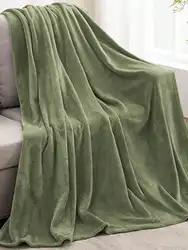 Plain Color Blanket Green Simple Throw Blanket Soft Sleeping Blanket For Household