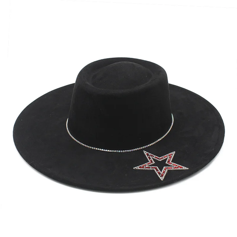 Cross-border Aliexpress Amazon Wide Brim Concave-convex Top Hat Top Hat Suede Fedora Hat In Stock Wholesale