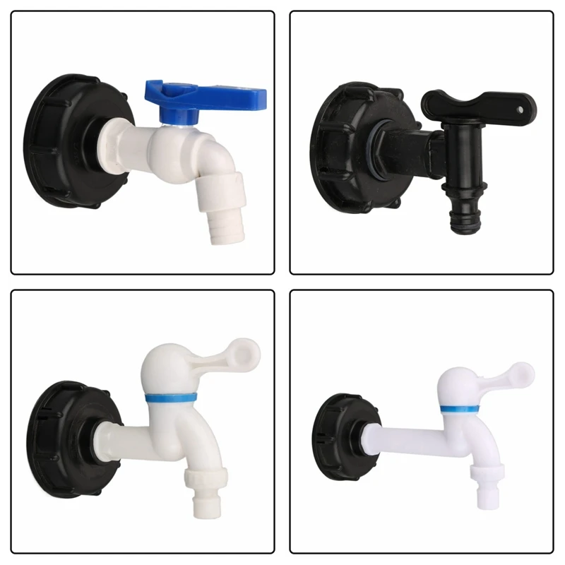 S60mm Female Thread IBC Tank Adapter 16mm Faucet Plastic Tap Connector Water Tank Valve Fitting Garden Irrigation Water Connecor