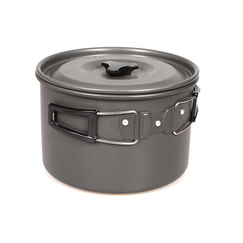2L Outdoor Camping Cooking Pan Big Capacity Saucepan Portable Thermal Nonstick Pot Aluminum Alloy Cooker Picnic Hike Accessories