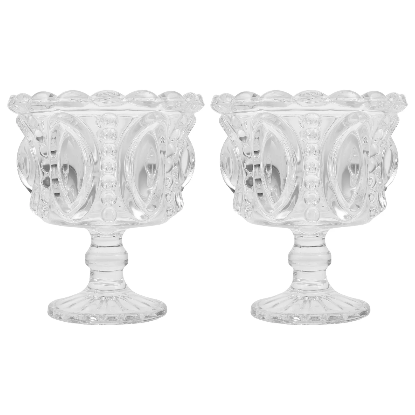 

2Pcs Clear Glass Dessert Bowls Transparent Footed Ice Cream Cups for Parfait Sundae Trifle Pudding Elegant Serving Tray