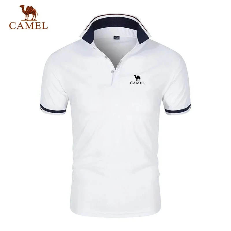 Camel embroidered men\'s polo shirt, short sleeved top, casual business shirt, high-quality, warm, brand new, summer