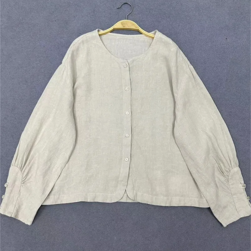 Johnature 2024 New Japanese Linen Lantern Long Sleeve Casual Sunscreen Jacket Women Autumn New Loose Casual Jackets