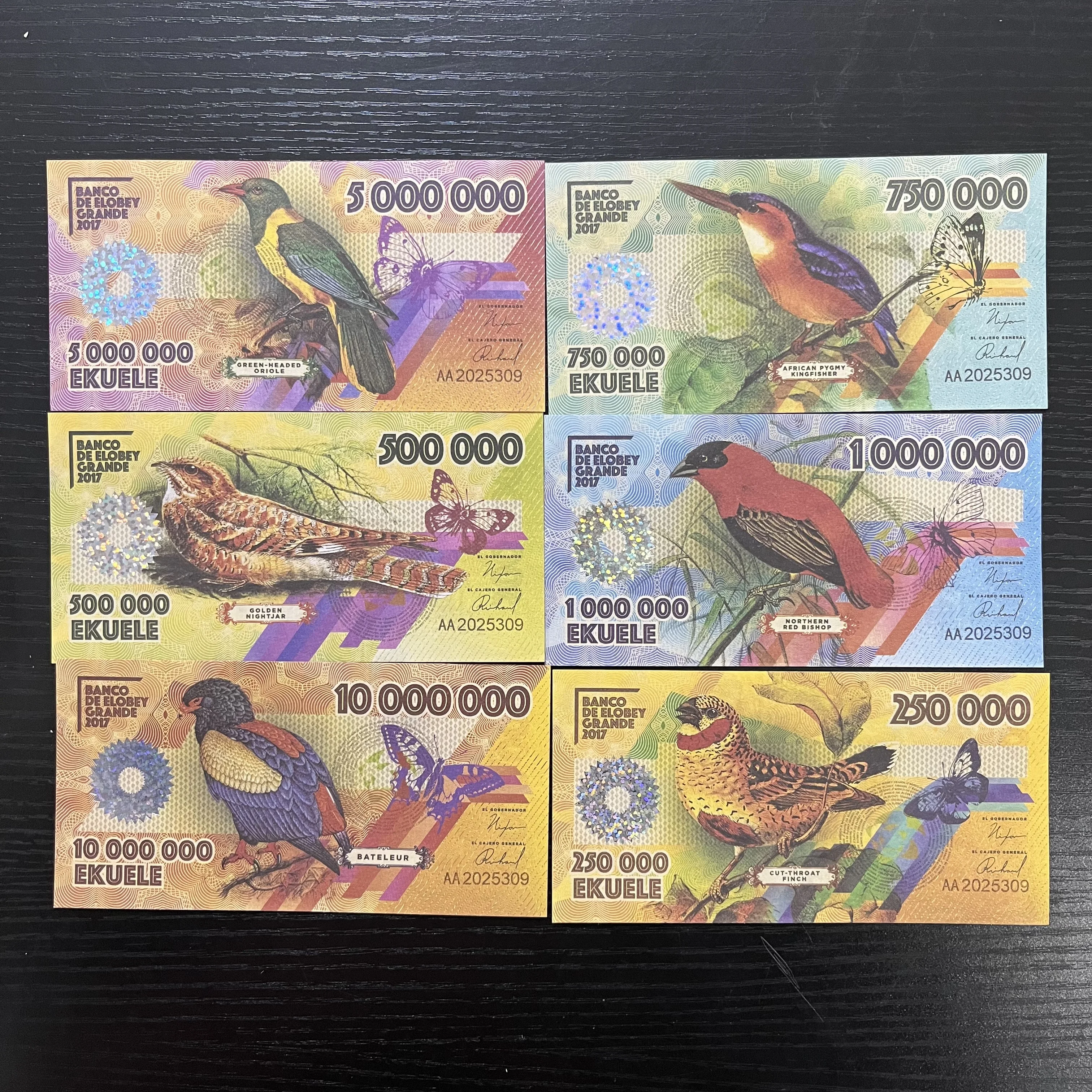 Набор банкнот Colorful Bird Fantasy EKUELE 250000–10000000 Коллекция художественных бумажных денег
