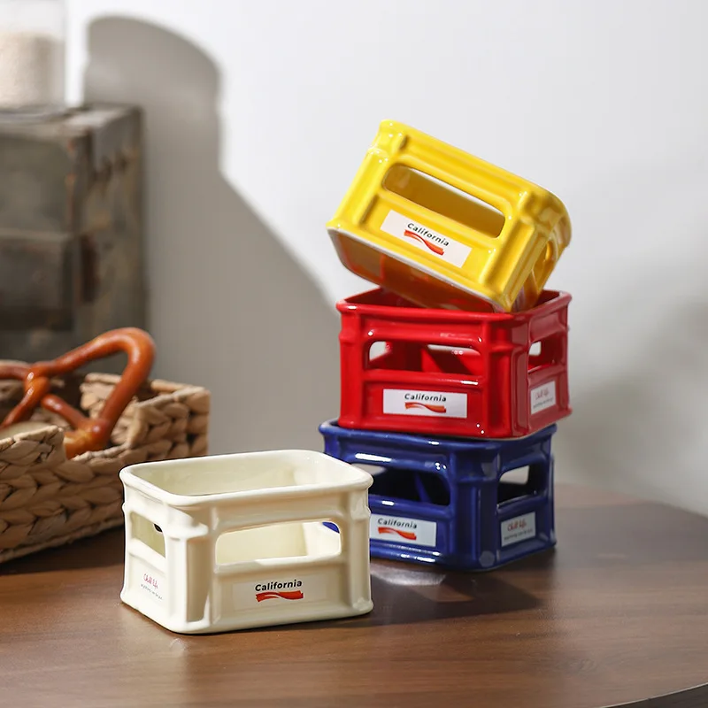 2024 New Creative Ceramic Snack Bowl Living Room Home Fruit Bowl Cafe Snack Basket Popcorn French Fries Bowl