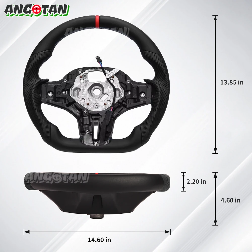 Full Leather Steering Wheel For BMW G20 G21 G22 G28 G29 F40 F44 F82 F83 F87 Black Smooth Leather Steering Wheel Flat Bottom