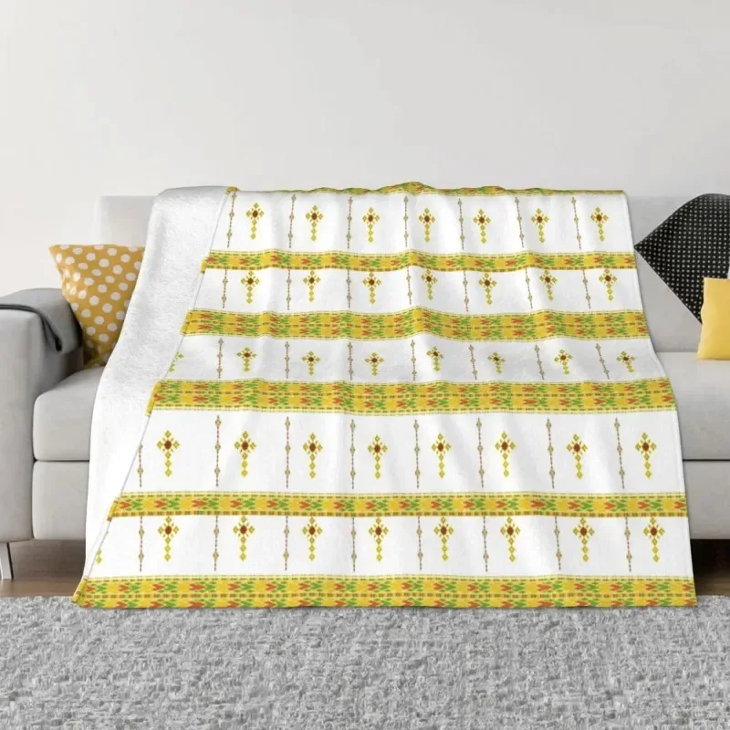 

Ethiopian Cross Baby Blanket Sofa Cover Velvet Textile Decor Orthodox Warm Throw Blankets for Sofa Car Plush Thin Quilt