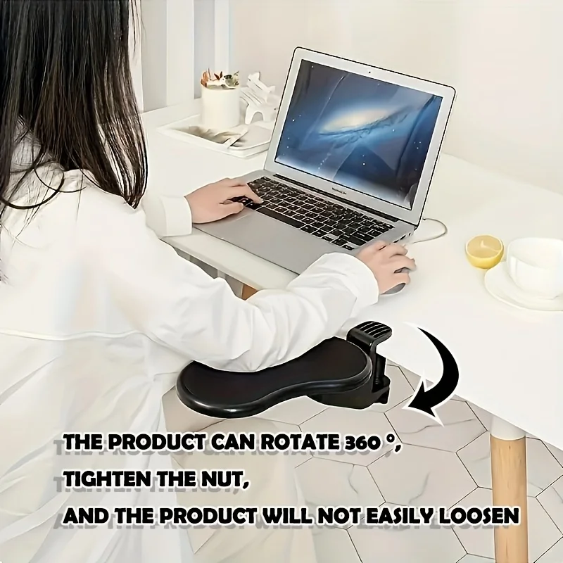 

1pc Ergonomic Armrest Wrist Rest - Synthetic Rubber Computer Desk Extender - Office Chair Elbow Support for Stress Relief