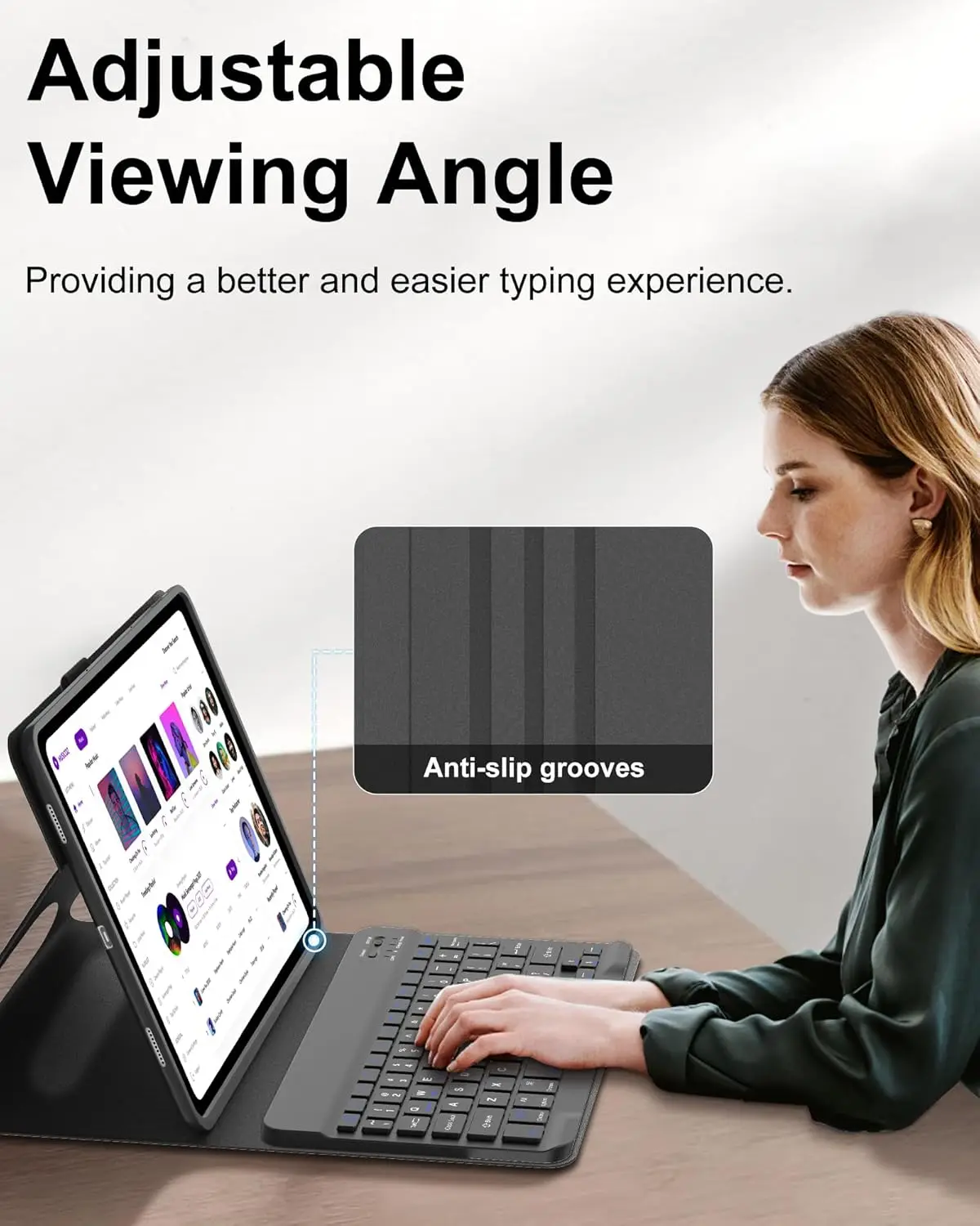 삼성 갤럭시 탭 S10 + 12.4 인치 SM-X820/X826B 태블릿 커버, 다국어 용 무선 블루투스 라운드 키캡 키보드 케이스