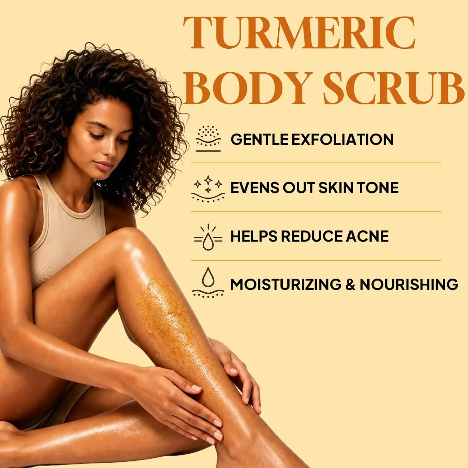 ZaiDoc 4/9 Pcs Turmeric Lemon Body Scrub Gentle Exfoliating Face Hand Foot Scrub Brightening Moisturizing Deep Cleansing Smooth Skin Natural Sea Salt Exfoliator for Dull Dry Skin Daily Shower Care 120g Ea.