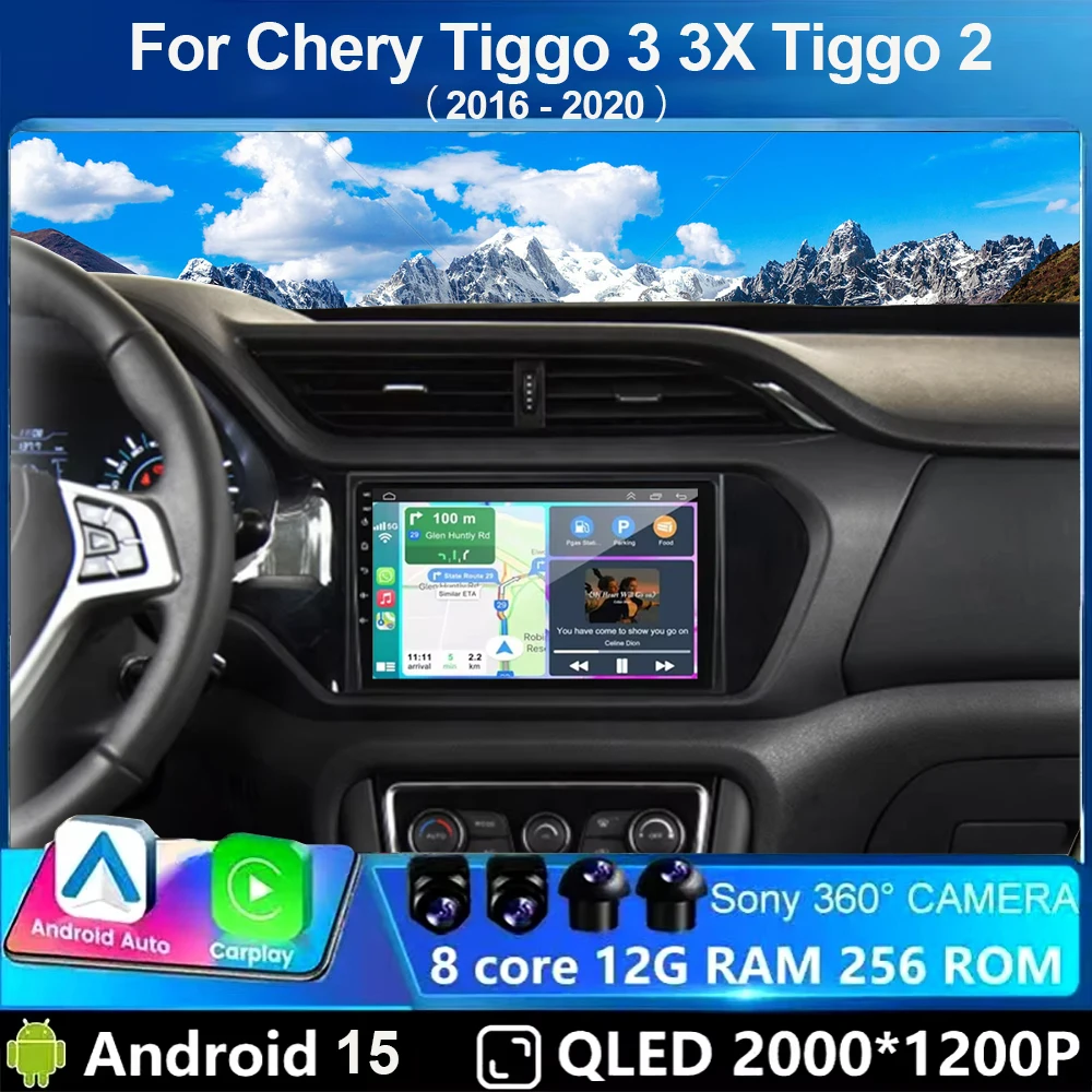 

Android15 для Chery Tiggo 3 3X 2 2016 2017 2018 2019 2020 автомобильный радиоприемник мультимедийный видеоплеер Carplay GPS стерео авторадио WIFI + 4G