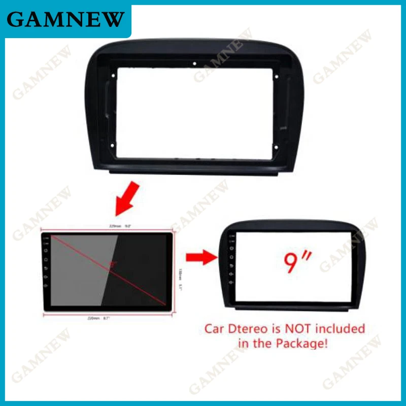 Car 9 Inch Radio Fascia For 2004-2011 BENZ SL-CLASS R230 Frame Android 2Din MP5 Player Stereo Panel