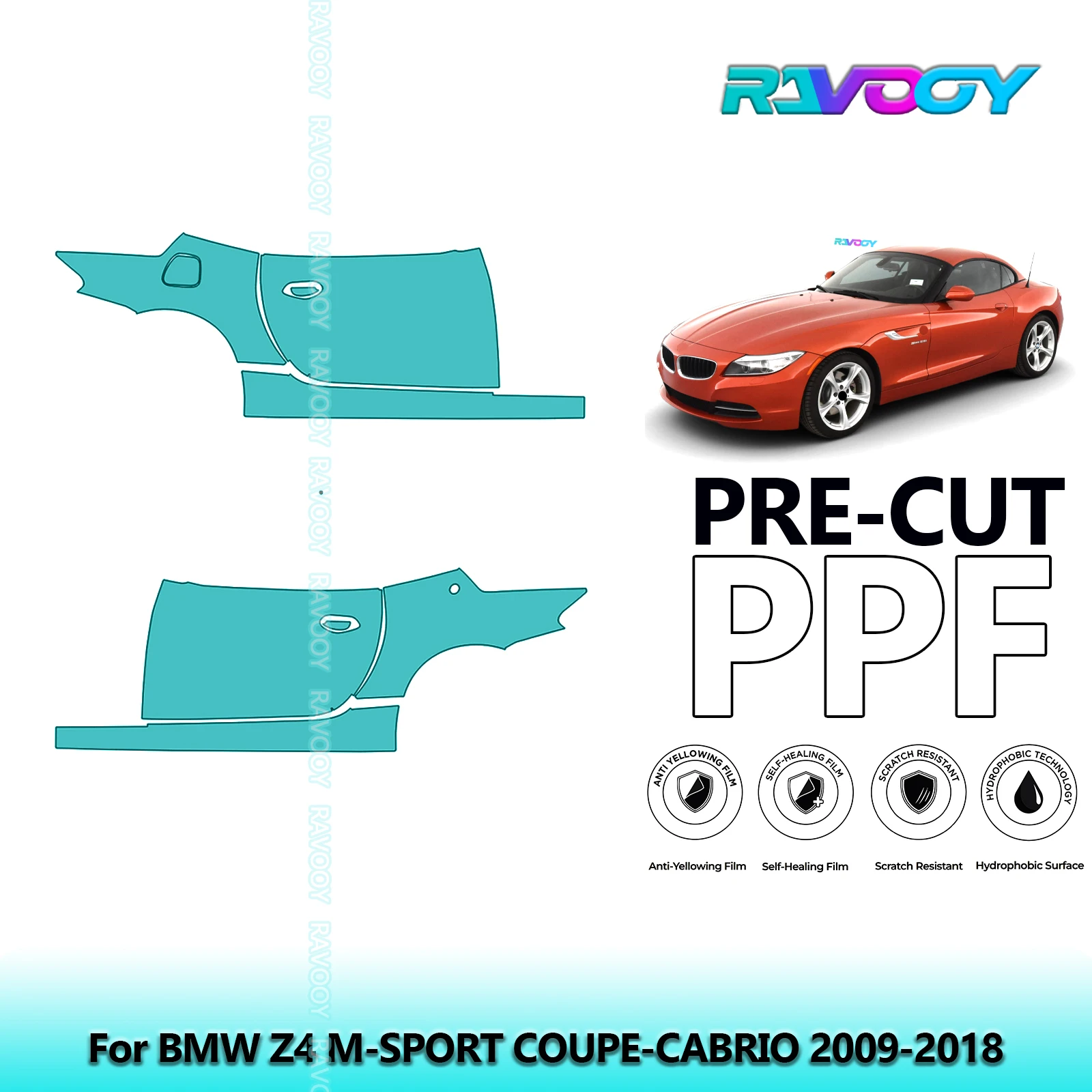 

For BMW Z4 M-SPORT COUPE-CABRIO 2009-2018 8.5mil Clear Matte Pre-Cut PPF Door & A/B Pillar Kit TPU Paint Protection Film Set