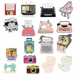 Cartoon Printer Enamel Brooch Rainbow Camera Love Sewing Machine Suitcase Toilet Cute Metal Badge Punk Lapel Pins Jewelry Gift