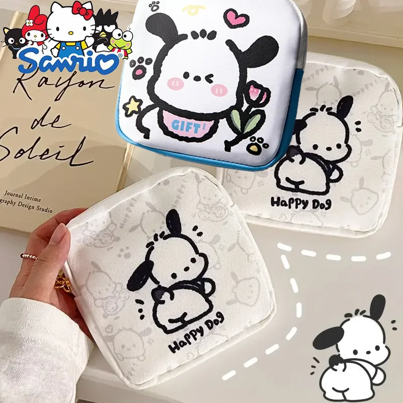 Sanrio Pochacco Kawaii Girls Sanitary Napkin Storage Bag Cartoon Pattern Mini Coin Purse Portable Cosmetic Bag Sanrio Accessorie