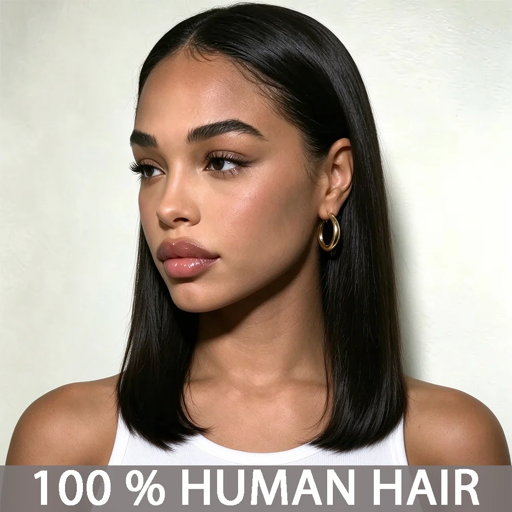 Bob Wig Human Hair 13X4 Straight Lace Front Wigs Human Hair 180% Density Straight Bob Wigs for Pre-Plucked with Baby Hair