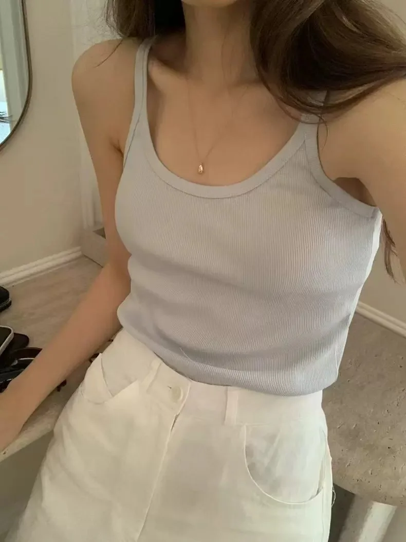 スリムフィット 無地 レディース キャミソール タンクトップ インナー ウェア アウター ウェア ベースシャツ 東大門 OUCE スタイル 通勤 バックレス