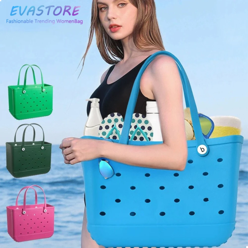 

EVASTORE Cave Bag Waterproof Handbag Summer EVA Beach Basket Picnic Tote Bag For Women Holes Pouch Shopping Shoulder Boggs Bags