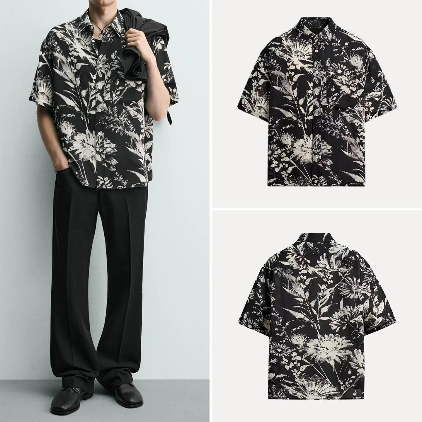 

Men's Spring 2026 Loose Short Sleeve Shirt Floral Print Lightweight Casual Wear Brand Zadata Other Material Other Style Other