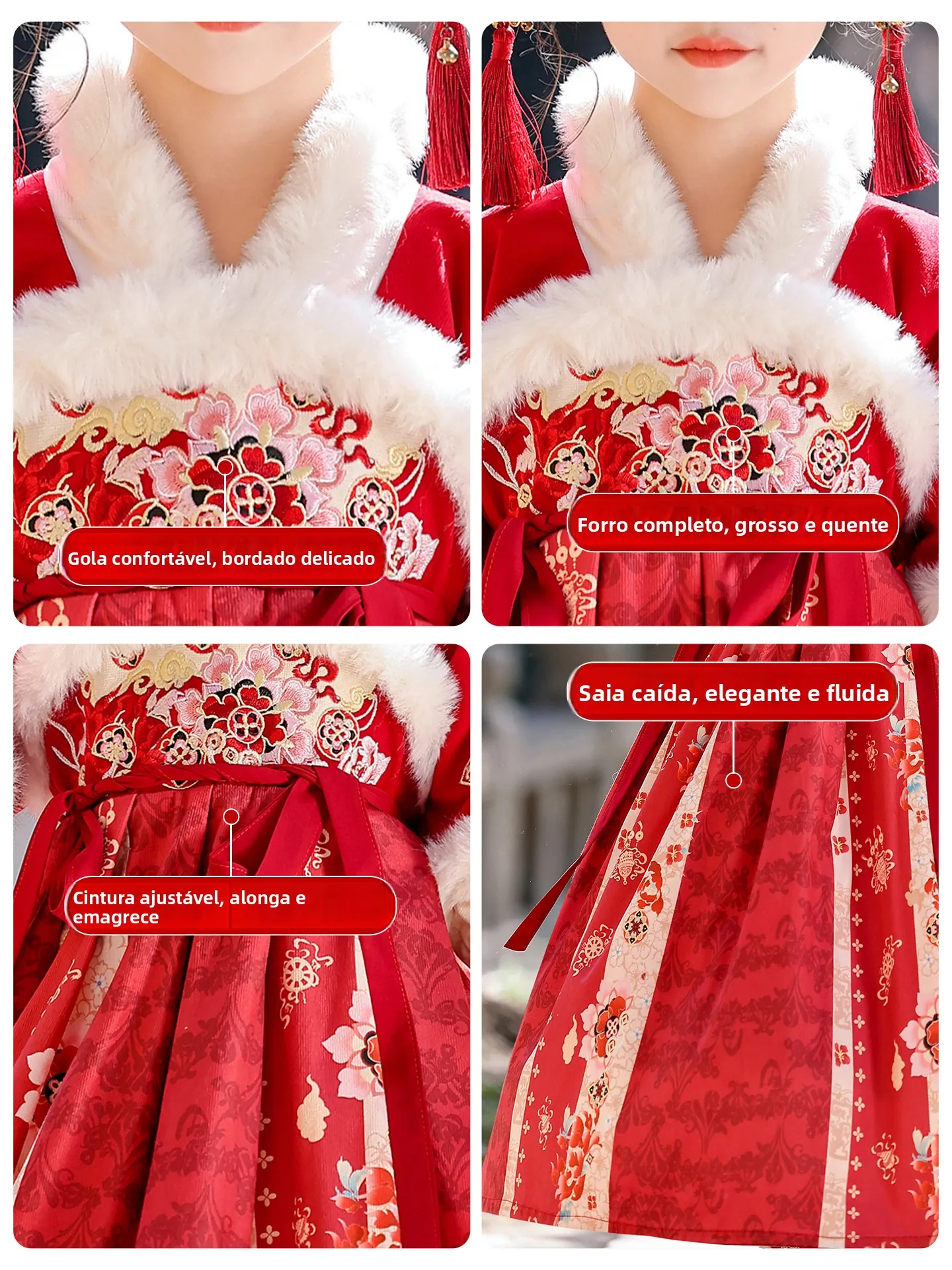 子供用女の子漢服新年ガウンセット冬服馬年新年式典伝統的な唐服衣装女の子用